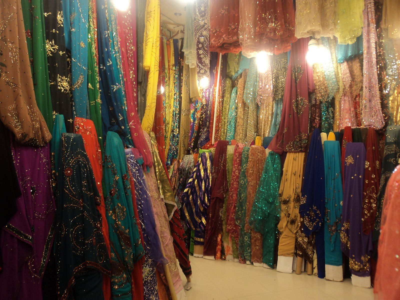 A Kurdish fabric showroom filled with colour