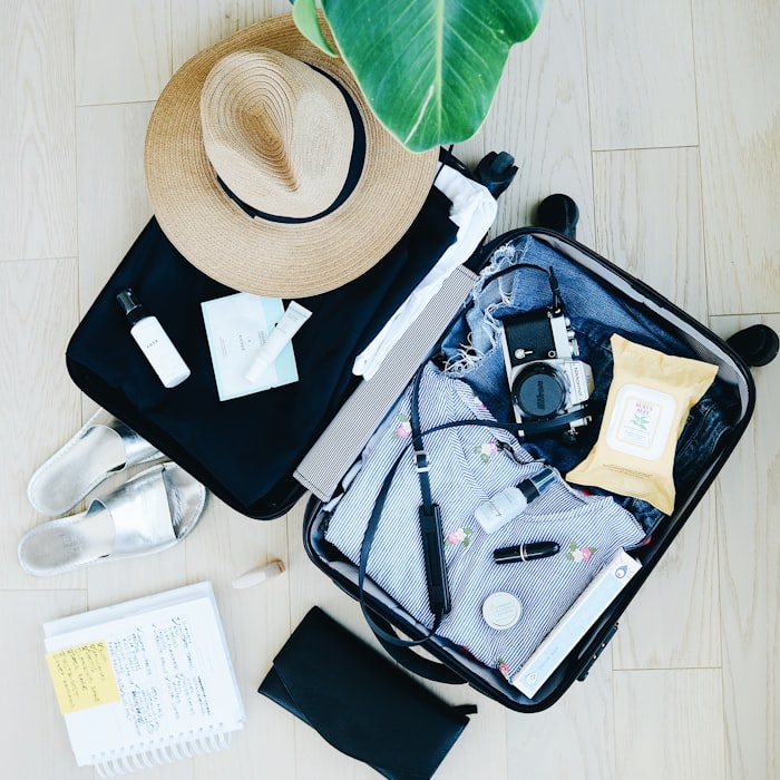 Packed travel suitcase